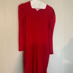 No Boundaries Juniors' Puff Sleave Sweater Dress -  Red - Size XXL
